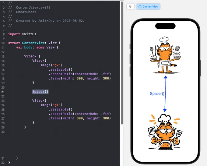 SwiftUI Spacer VStack