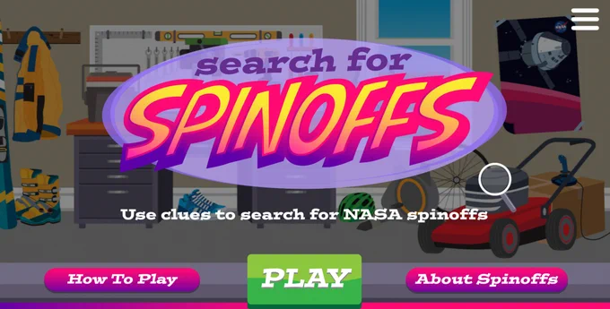Title screen for the Search for Spinoffs game