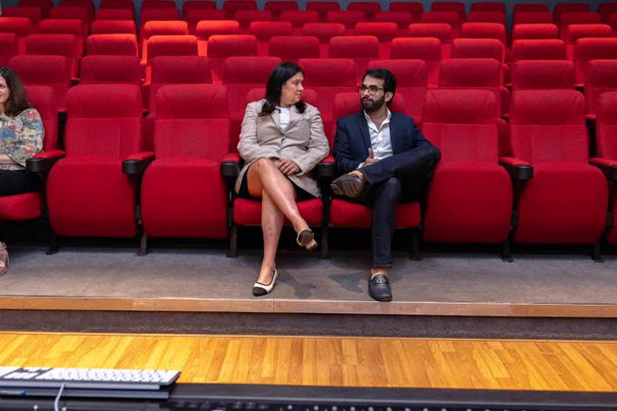 Culture Secetary Lisa Nandy meets with people at the Yash Raj Films studio in India