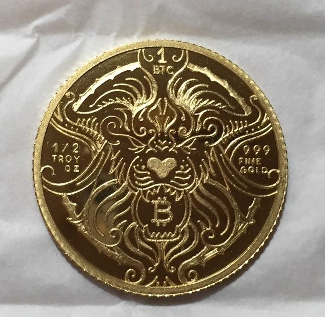 Physical gold bitcoin coin