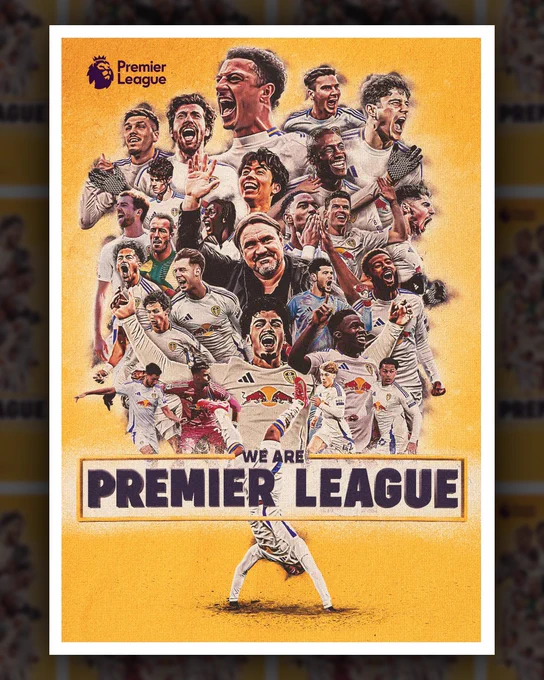 Graphic showing every player in the Leeds first team squad with the text ‘We Are Premier League’