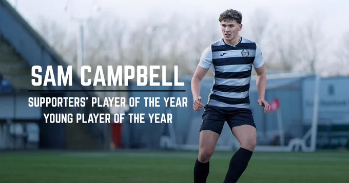 Sam Campbell was awarded both the Supporters' Player of the Year and Young Player of the Year at Sunday's Awards Ceremony. 