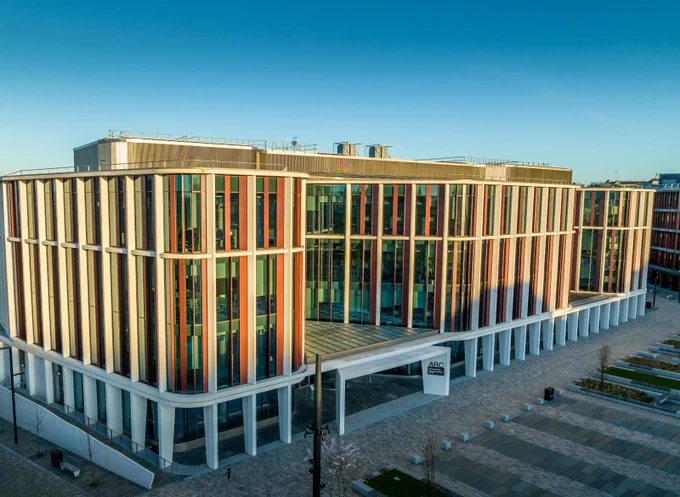 Drone images of the Mazumdar-Shaw ARC Building and surrounding development, May 2023