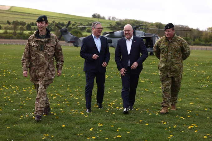 Prime Minister Keir Starmer visits a military training camp with New Zealand Prime Minister Christopher Luxon.