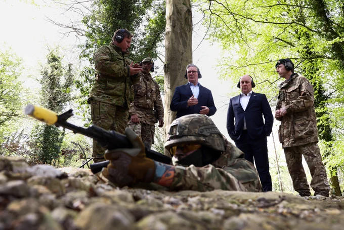Prime Minister Keir Starmer visits a military training camp with New Zealand Prime Minister Christopher Luxon.