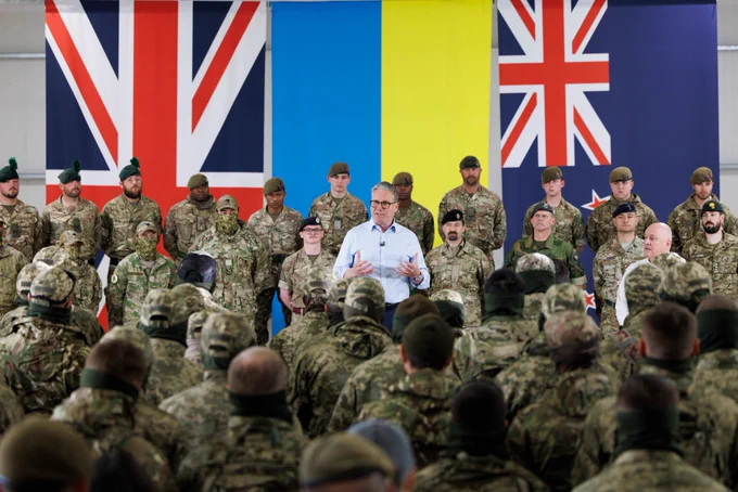 Prime Minister Keir Starmer visits a military training camp with New Zealand Prime Minister Christopher Luxon.
