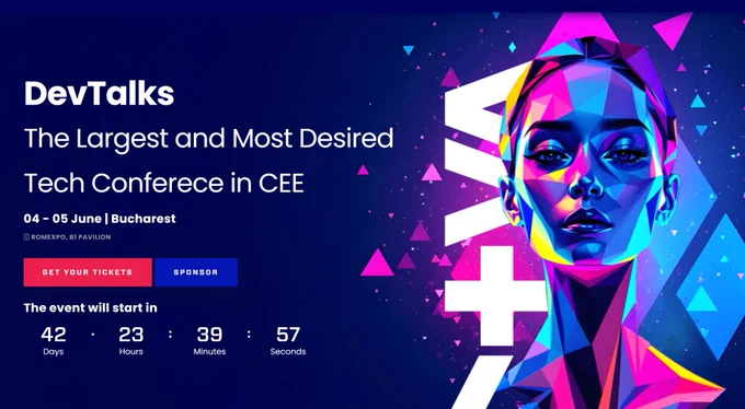 DevTalks: The Largest and Most Desired Tech Conferece in CEE 04 - 05 June | Bucharest - Website Screenshot Abstract Noen Art Headshot
                    