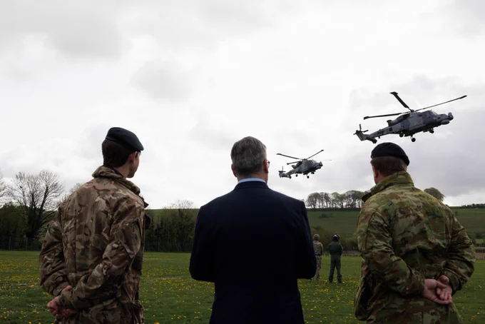 Prime Minister Keir Starmer visits a military training camp with New Zealand Prime Minister Christopher Luxon.