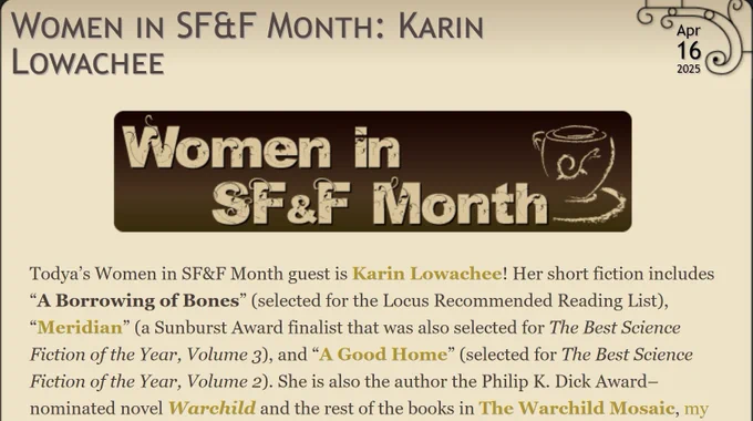 A screenshot of Karin's blog post over at Fantasy Café.
