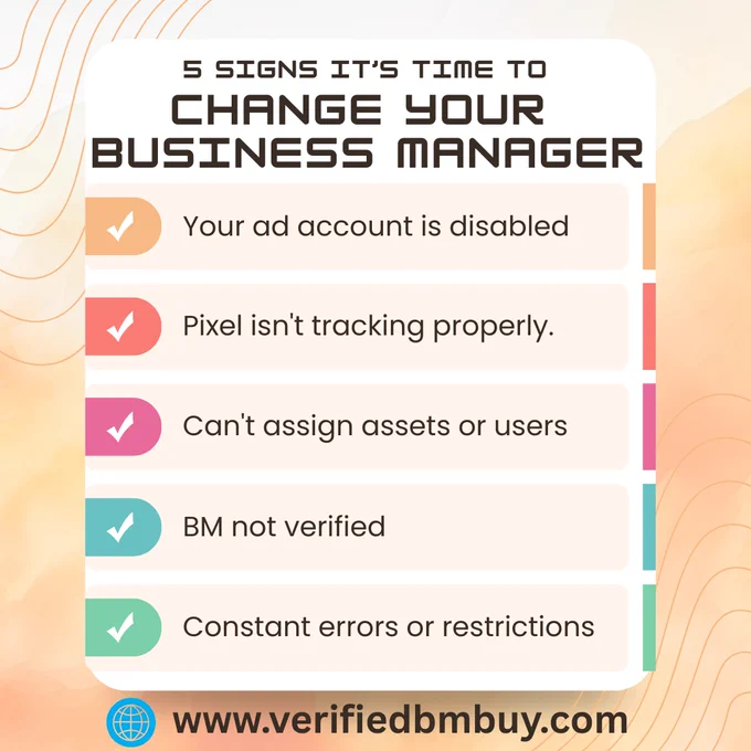 🔥 5 Signs You Need a New BM Account
Is your Business Manager account hurting your growth? Here’s how to tell it’s time for a change:

✅ Ad account disabled
✅ Pixel isn’t tracking correctly
✅ Can’t add users or assign assets
✅ Unverified or restricted BM
✅ Constant Meta policy issues

At Verified BM Buy, we specialize in providing: 👉 Verified BM Accounts with Real Documents
👉 Reinstated Ad Accounts & Profiles
👉 WhatsApp API Setup & Support
👉 Expert Help for Agencies and Marketers

📢 Real Docs. Real Accounts. Real Results.

————————Contact Info——————————
📱 WhatsApp: https://wa.me/8801302669333
📧 Email: business@verifiedbmbuy.com
🌐 Website: https://verifiedbmbuy.com/
📨 Telegram: https://t.me/Verifiedbmbuy

🔖 Hashtags (SEO Optimized):
#VerifiedBM #BusinessManager #BMAccounts #MetaTools #FacebookAdsHelp #AdAccountRestricted #AgencySupport #VerifiedBMBuy #ScaleYourAgency #FacebookMarketing #BMUpgrade #MetaBusinessHelp