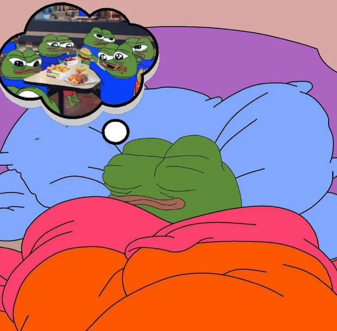 Apu sleeping dreaming about eating with frens