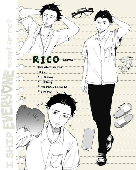 Meet Rico 💤 A quiet sophomore who loves cleaning and wants to graduate high school as soon as possible.