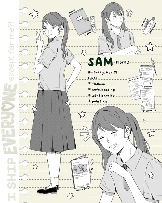 Meet Sam 💬 The transfer student who hates everything about her new school and will get caught in the whirlwind of Jaime's plans.