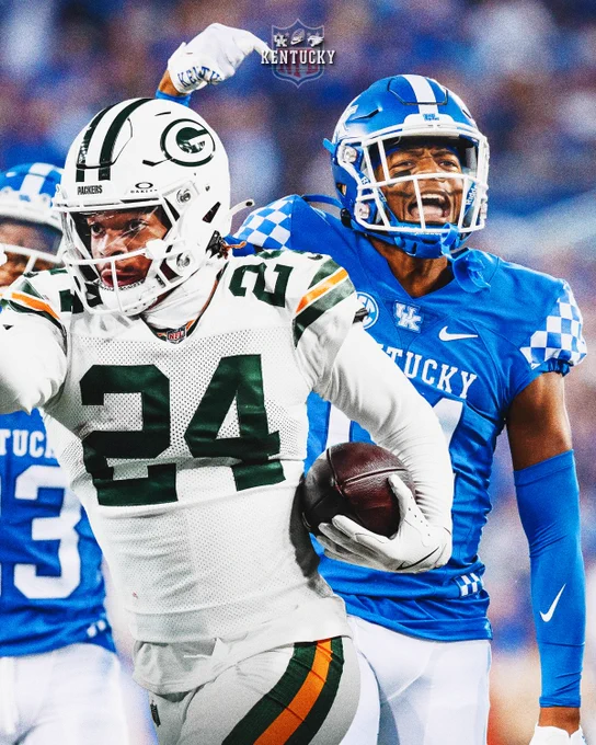 Photo of Carrington Valentine with the Green Bay Packers and with Kentucky. 