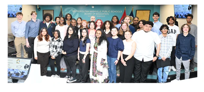 Metro Schools Valedictorians and Salutatorians at the Board of Education meeting.