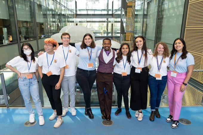 2022 MolBio Scholars: (l-r) Amy Wuwu, Lance Li, Spencer Danner-Bocks, Peyton Carpen, Shukuru Rushanika, Nivitha Murali, Rafaella Shima, Kirsten Underwood, and Cayetana Lazcano Etchebarne.