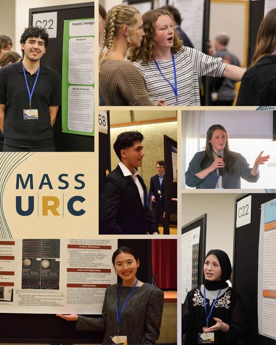 A collage with photos of presenters, guests, staff, etc. at the 2025 MassURC conference