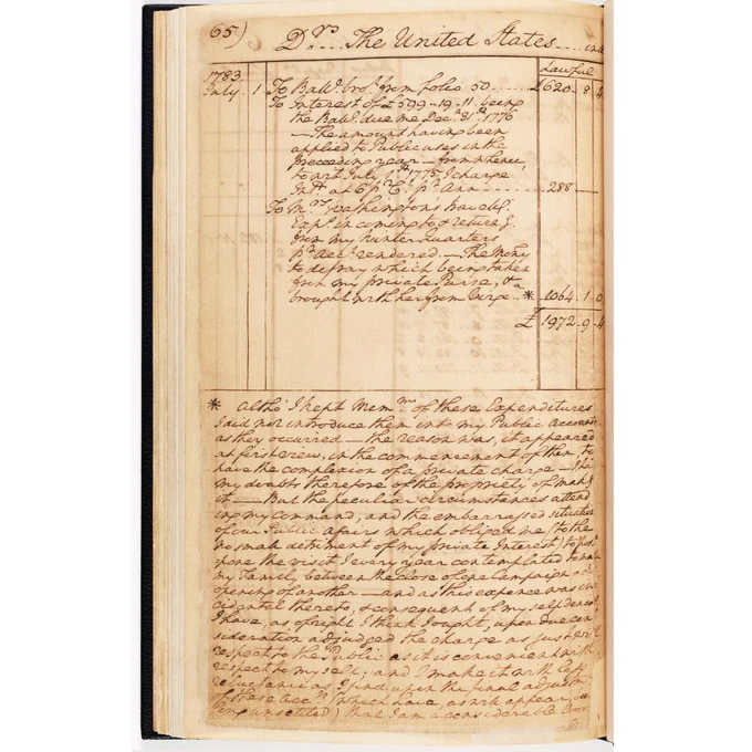George Washington's Revolutionary War Account Book, page 74. 1775 - 1783. National Archives Identifier 302018
