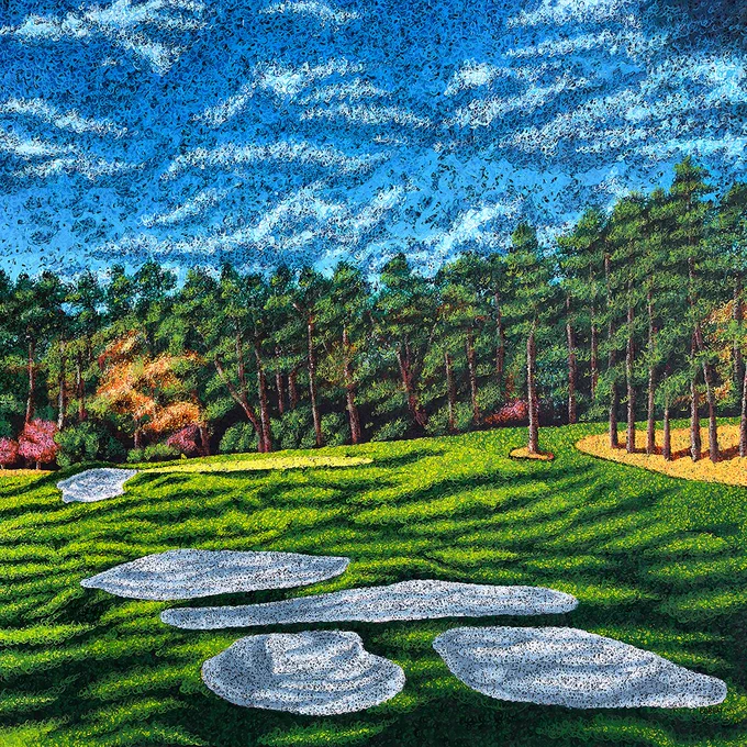 Borbay's painting of Flowering Peach, Acrylic on Belgian Linen, 40"X40"