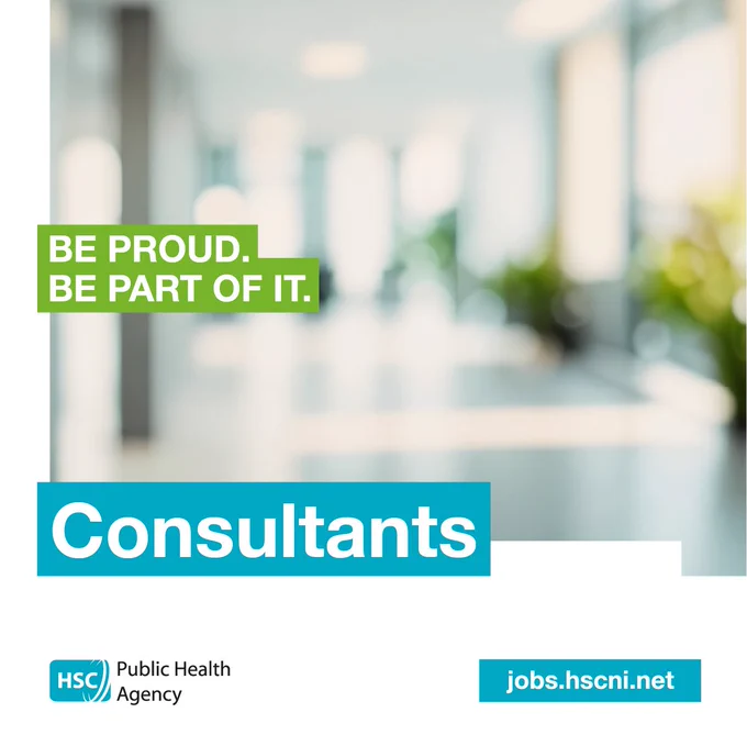 Graphic showing a blurred office in the background with the text 'Be Proud. Be Part Of It. Consultants.'