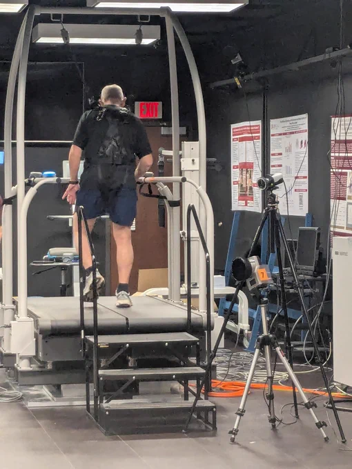 Patient walking on treadmill 