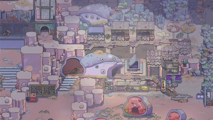 Pixel art environment art of fish