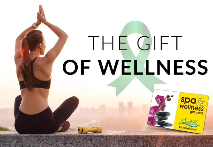 Woman practicing yoga at sunrise with Spa & Wellness Gift Card — the perfect self-care gift for Mental Health Awareness Month