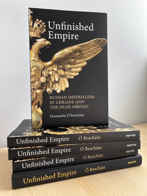 copies of a book - UNFINISHED EMPIRE - the cover features a photo of a golden russian imperial eagle