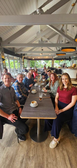 Business owners in The Lakeside Cafe as part of the CRS Editorial Leeds netwalk at Roundhay Park. 
