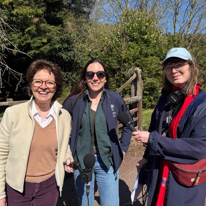 BBC Radio 4's Helen Mark speaking to Head of Conservation for Epping Forest, Tanith Cook, in Epping Forest.
