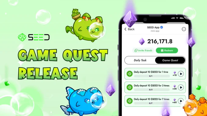 Game Quests released on SEED, quest to earn, mission to earn, play to earn