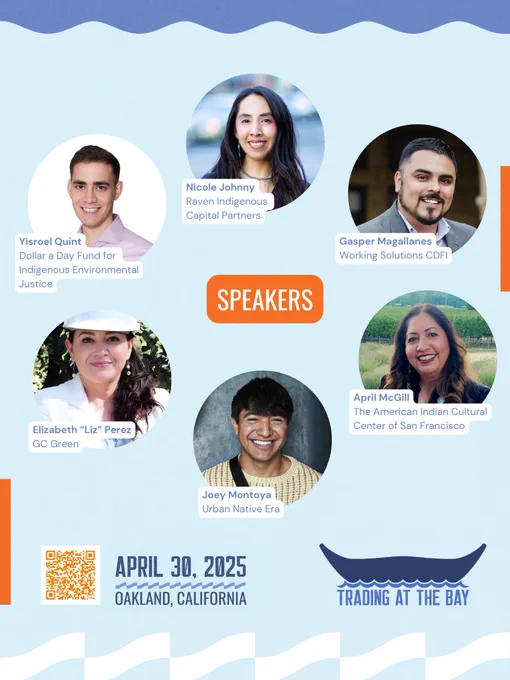 Text graphic with photos of speakers and the text "Trading at the Bay, April 30, 2025, Oakland, CA"