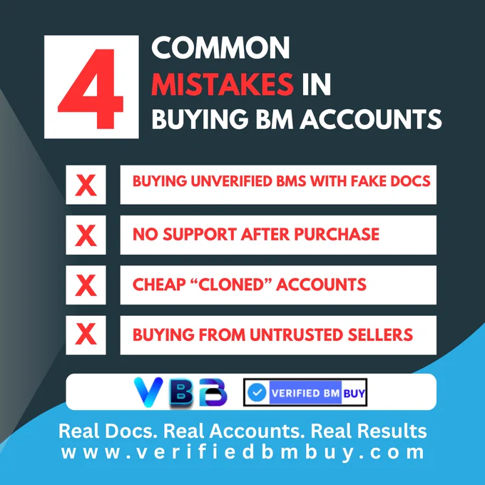 🚫 Don’t Make These 4 Common Mistakes When Buying BM Accounts
Most buyers lose time & money because they didn’t know this 👇

❌ Buying unverified BMs with fake documents.
❌ No support after purchase.
❌ Cheap “cloned” accounts.
❌ Buying from untrusted sellers.

✅ At Verified BM Buy, we protect your investment:
✔️ Real Docs
✔️ Full Support
✔️ Trusted Seller
✔️ Real Results

————————Contact Info——————————
📱 WhatsApp: https://wa.me/8801302669333
📧 Email: business@verifiedbmbuy.com
🌐 Website: https://verifiedbmbuy.com/
📨 Telegram: https://t.me/Verifiedbmbuy

#verifiedBM #verifiedseller #businessmanager #mistake
#verifiedbmbuy