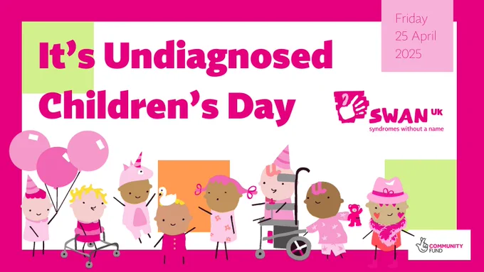 It's Undiagnosed Children's Day image with illustrations of children all wearing pink