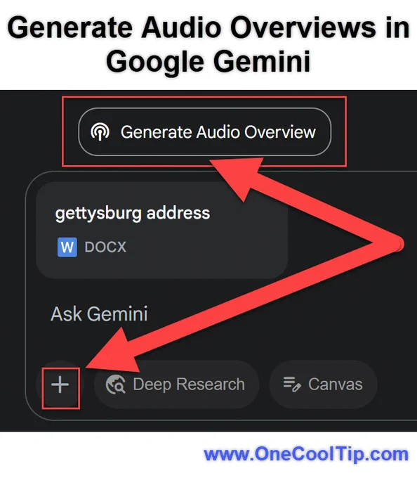 Generate Audio Overviews in Google Gemini