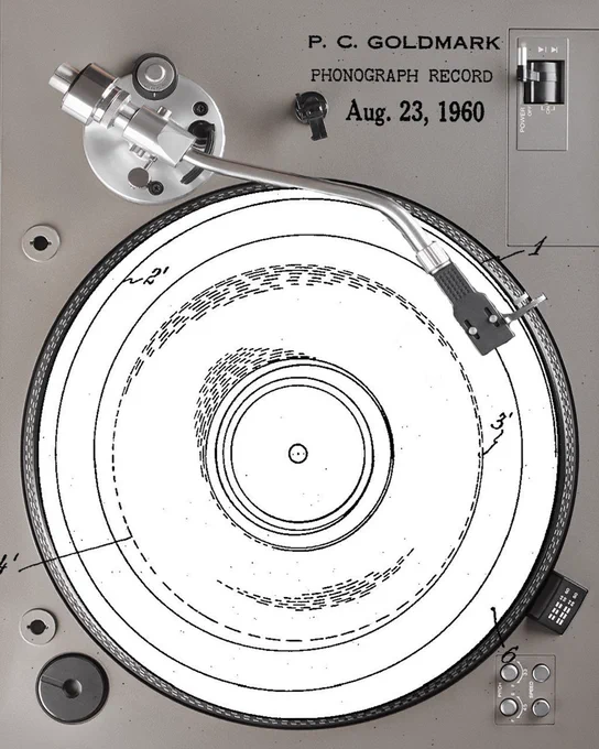 Black and white image of a P.C. Goldmark phonograph record (vinyl LP) dated August 23, 1960. 
