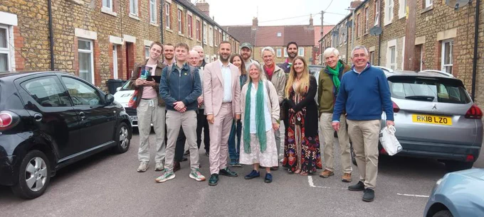 Group of people in the street in Chippenham.