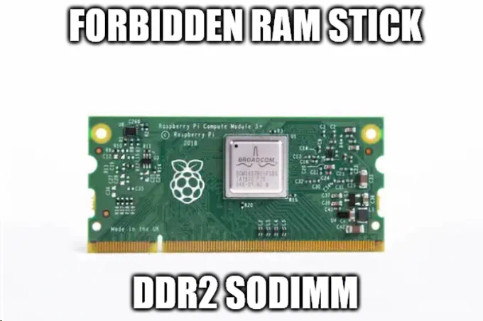 Forbidden RAM Stick: DDR2 SODIMM Raspberri Pi 3 Compute Model 3
