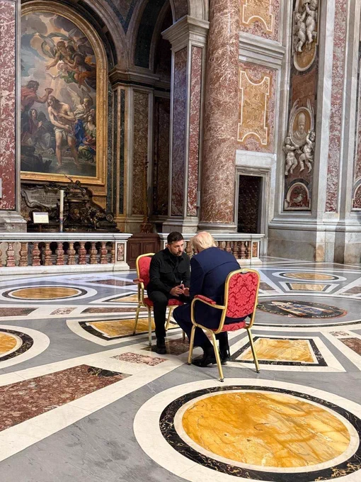 Presidents Zelenskyy and Trump meet at the Vatican on the sidelines of Pope Francis's funeral.