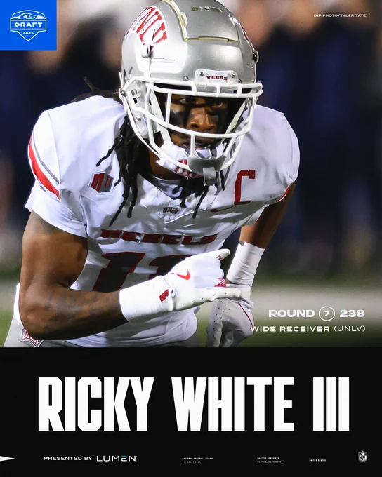 With the 238th pick, we've selected WR Ricky White III!
