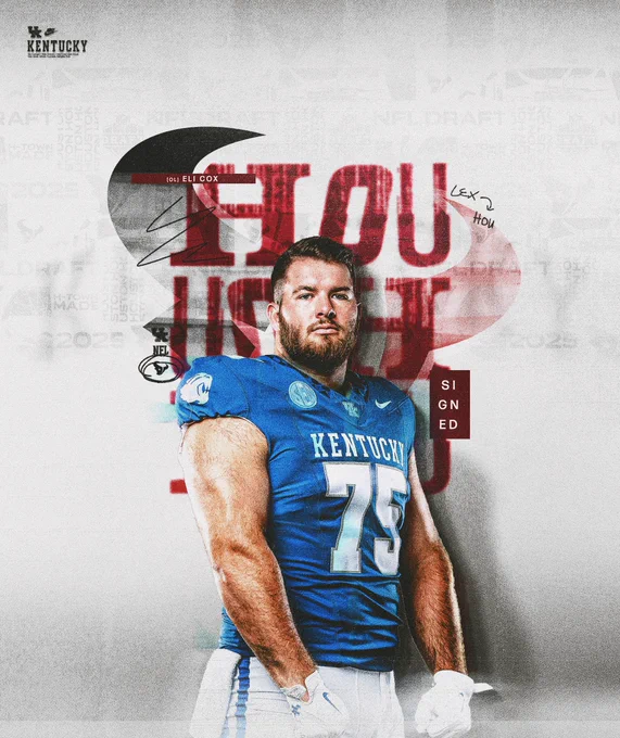Eli Cox has signed as an undrafted free agent with the Houston Texans. 
