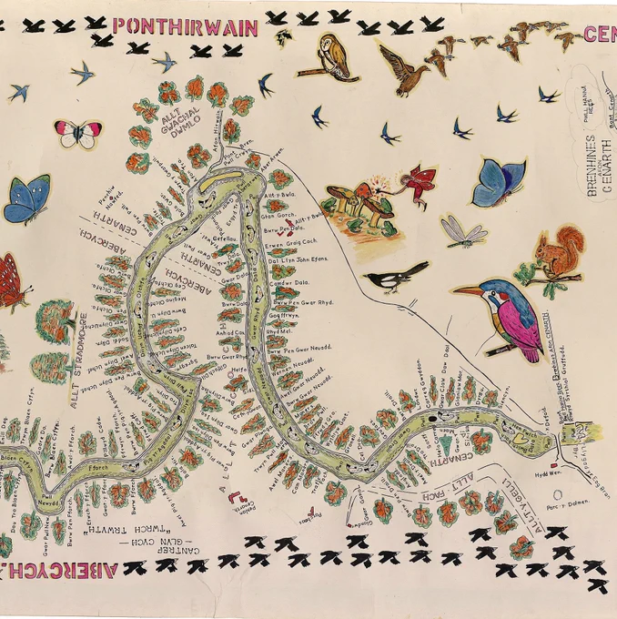 Part of a Idris Mathias' hand-drawn map