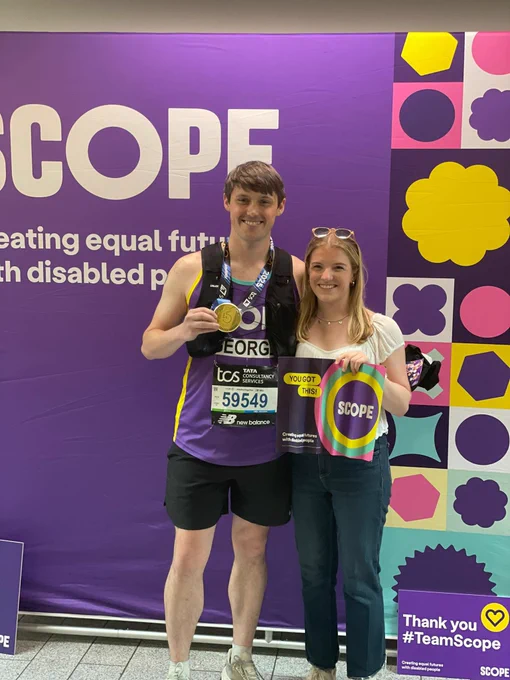 A Team Scope London Marathon finisher at the post-race reception.