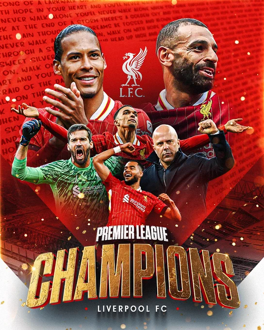 Graphic celebrating Liverpool's Premier League title victory.
