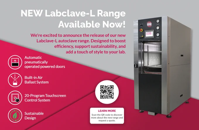 New LTE Labclave-L Range of Autoclaves available now.
Designed to boost efficiency, support sustainability and add a touch of style to your lab.
