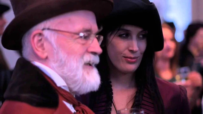 Sir Terry Pratchett and his daughter, Rhianna, at the Dodger launch.