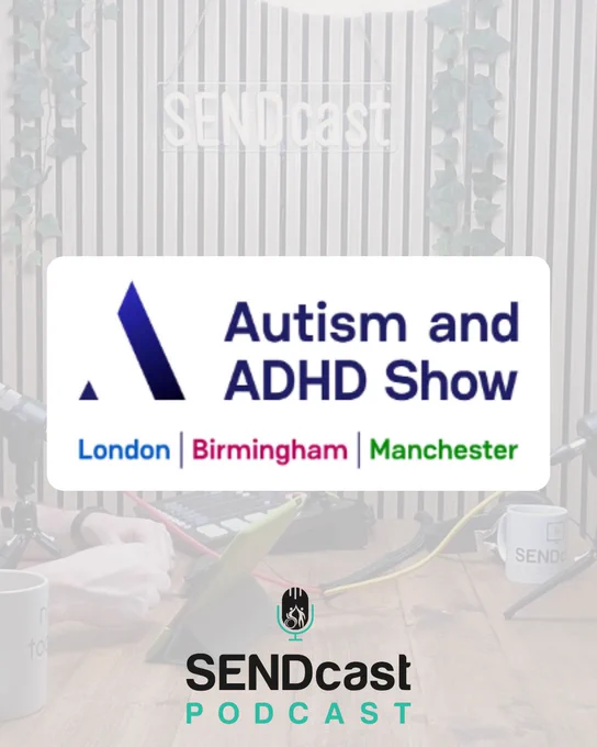 Image is a podcast studio with a logo overlaid reading 'Autism and ADHD Show' London/Birmingham/Manchester