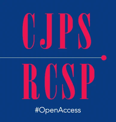 Logo of CJPS (Canadian Journal of Political Science) / RCSP (Revue canadienne de science politique) on a dark blue background with "#OpenAccess" in white text at the bottom.