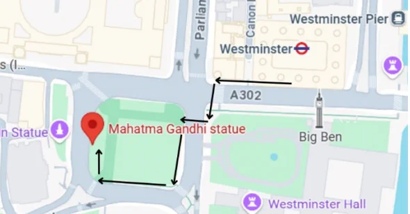 step free route to the meeting place on Parliament Square, from Westminster Station