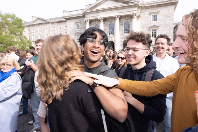 Students celebrating on Front Square